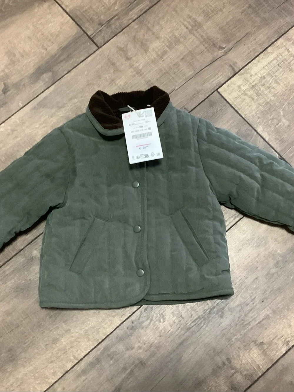 ZARA Quilted Corduroy Collar Jacket Baby Size 9-12 Months